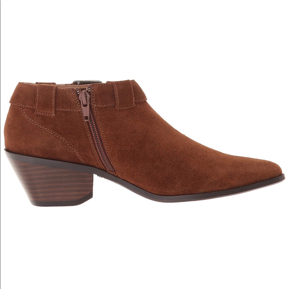 Texas Cognac Distressed Leather Belted Ankle Boots - Picture 7 of 7
